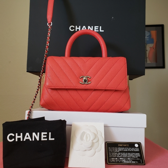 Chanel coco handle mini red chevron bag - Picture 15 of 15